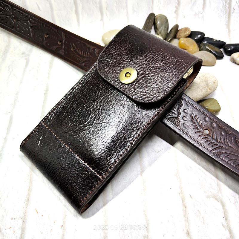 Phone Accessories Men - Riñonera de cuero genuino para teléfono