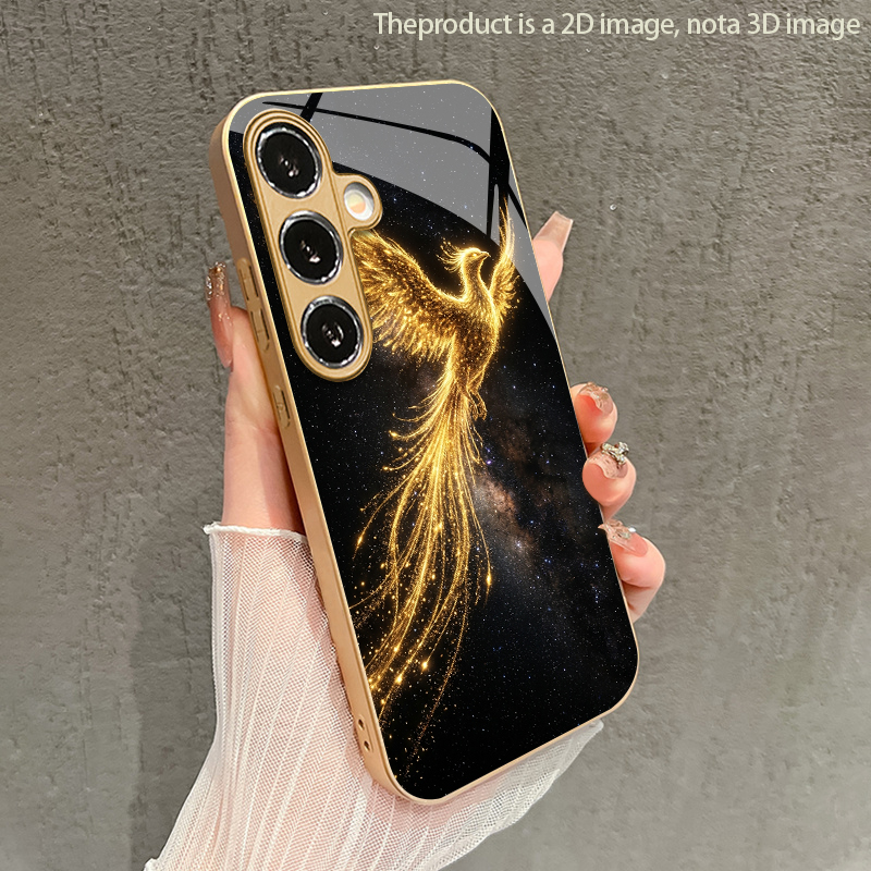 Samsung Galaxy A55 - Funda Protectora de Vidrio Dorado con