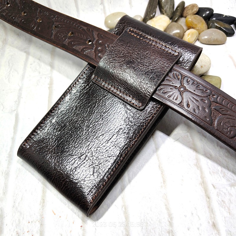 Riñonera de cuero genuino para - Phone Accessories Men reseña y precio