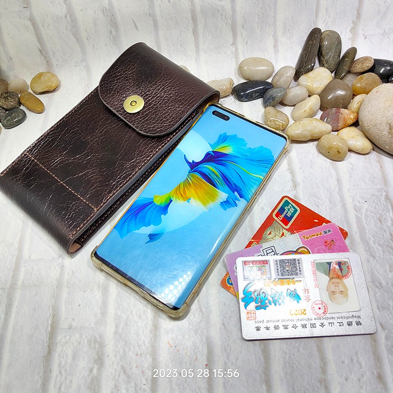 Riñonera de cuero genuino para - Phone Accessories Men reseña y precio